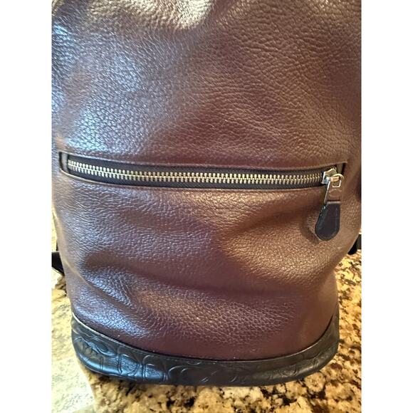 Coach West slim Leather Backpack Brown, embossed logo, laptop business travel main image 15